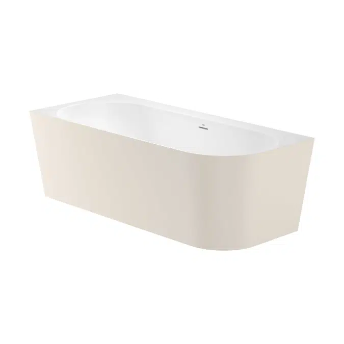 Raina Asymmetric left corner STONEX® bath. Includes click-clack drain, trap and integrated overflow