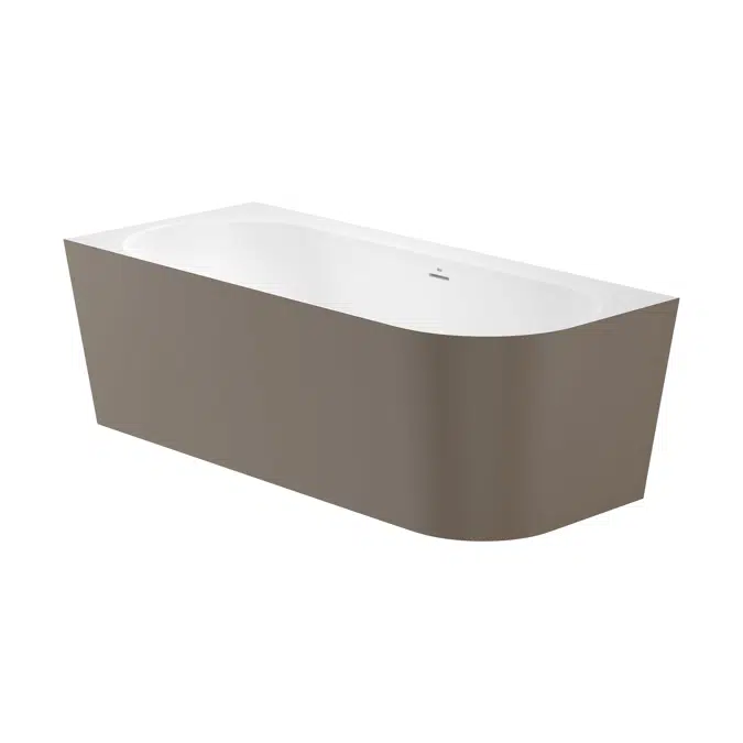 Raina Asymmetric left corner STONEX® bath. Includes click-clack drain, trap and integrated overflow