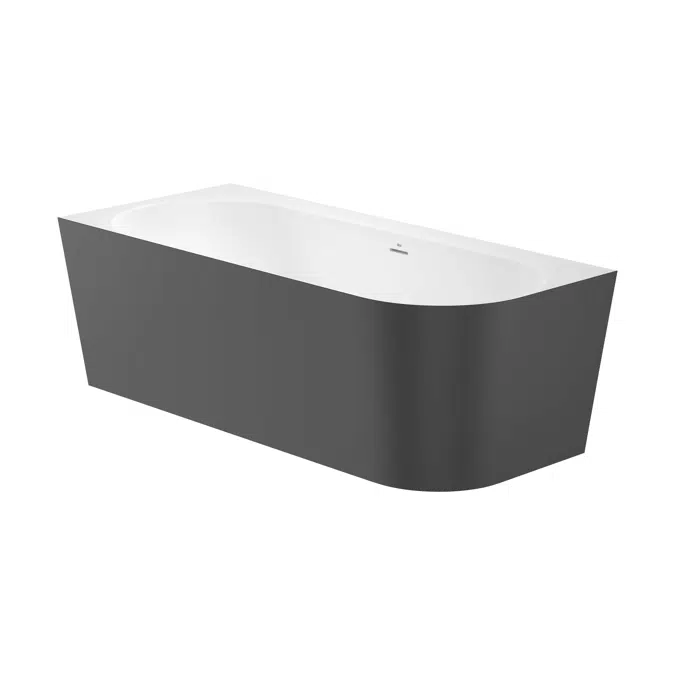 Raina Asymmetric left corner STONEX® bath. Includes click-clack drain, trap and integrated overflow