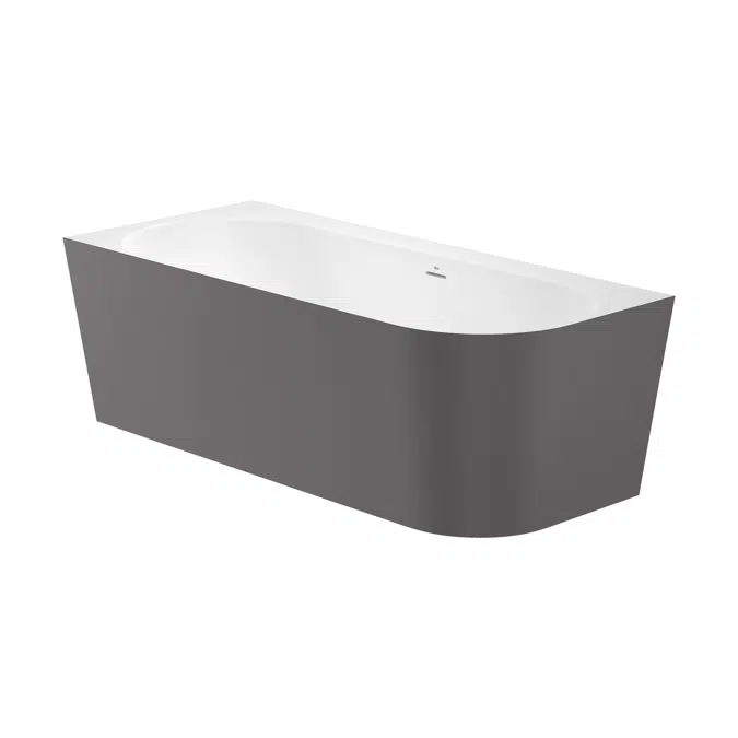 Raina Asymmetric left corner STONEX® bath. Includes click-clack drain, trap and integrated overflow