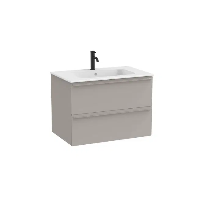 Volia - Unik - Base unit with two drawers and ceramic basin in matt white finish