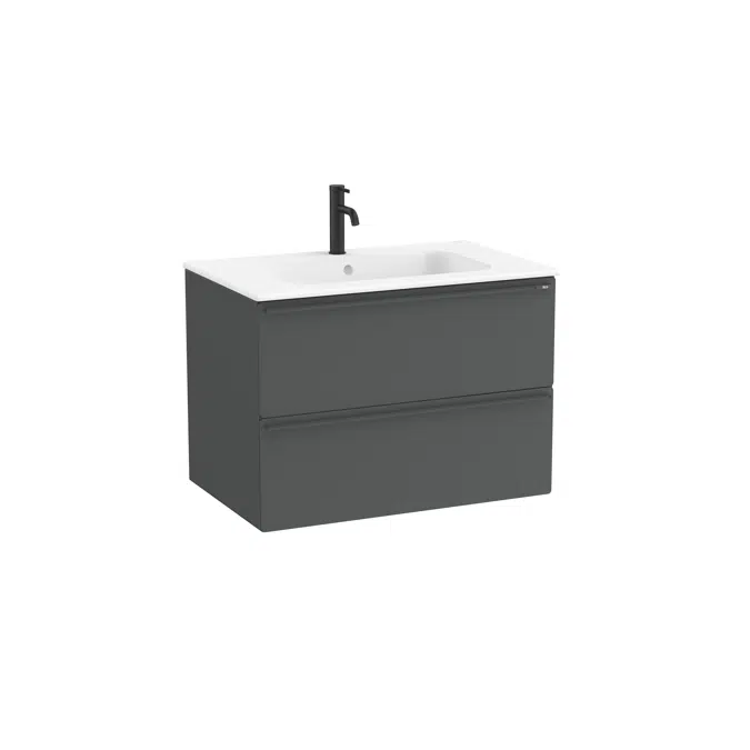 Volia - Unik - Base unit with two drawers and ceramic basin in matt white finish