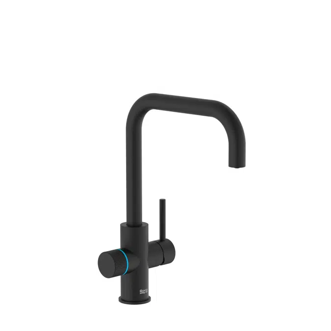 Aquafy - Kitchen sink mixer with 2 ways for filtered water and tap water, swivel spout and flexible supply hoses. Cold Start