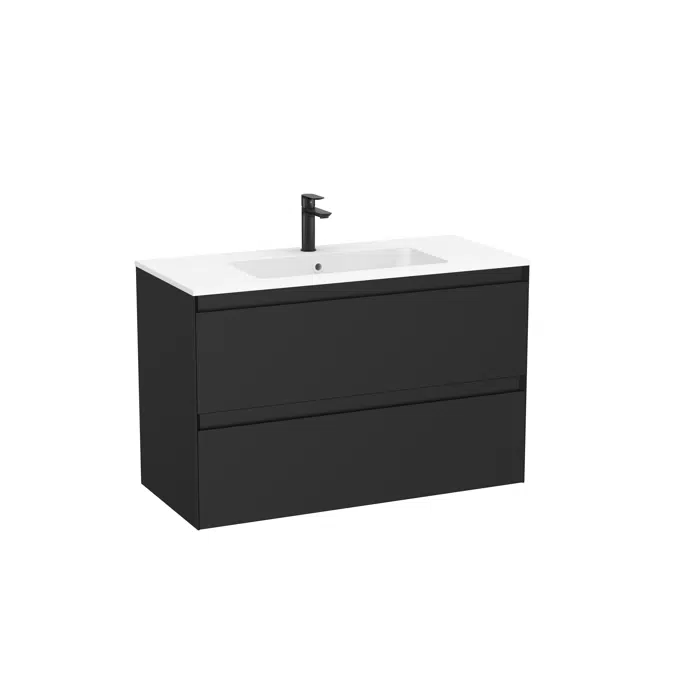 Tenue Unik (base unit with two drawers and Stonex® basin in matt white finish)
