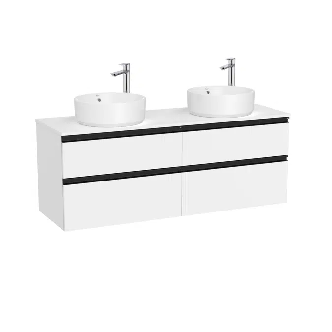 The Gap Base unit with two drawers and centred over countertop basin