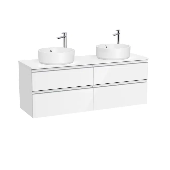 The Gap Base unit with two drawers and centred over countertop basin