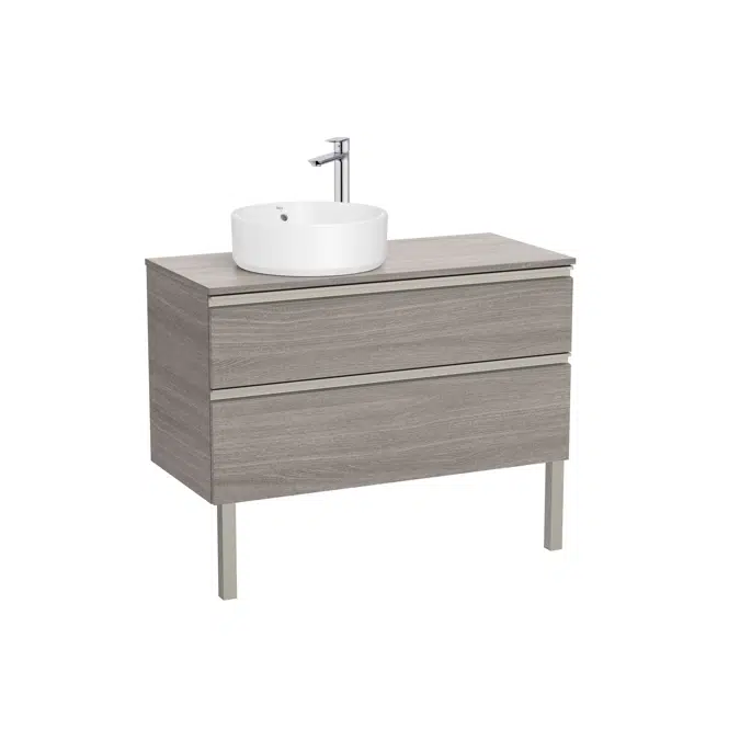 The Gap Base unit with two drawers and over countertop basin on the left