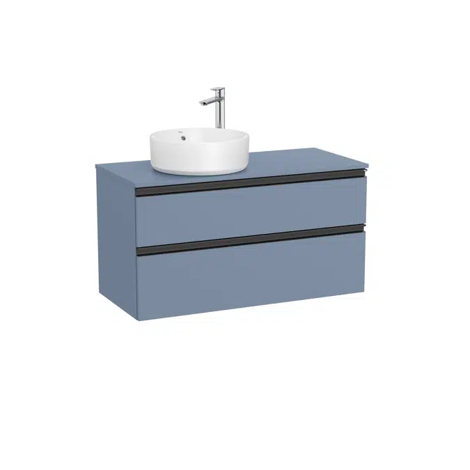 The Gap Base unit with two drawers and over countertop basin on the left