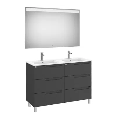 Image for Aleyda Pack (base unit with 6 drawers, double bowl basin and LED mirror)