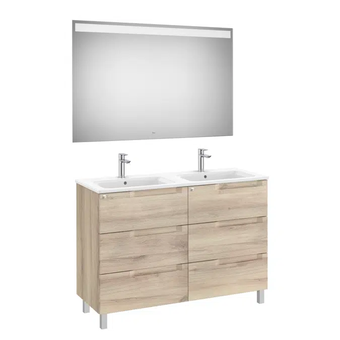 Aleyda Pack (base unit with 6 drawers, double bowl basin and LED mirror)