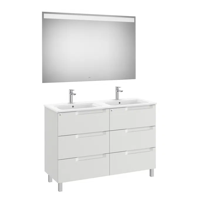 Aleyda Pack (base unit with 6 drawers, double bowl basin and LED mirror)