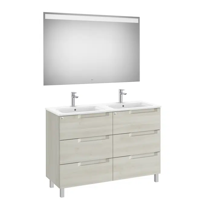 Aleyda Pack (base unit with 6 drawers, double bowl basin and LED mirror)
