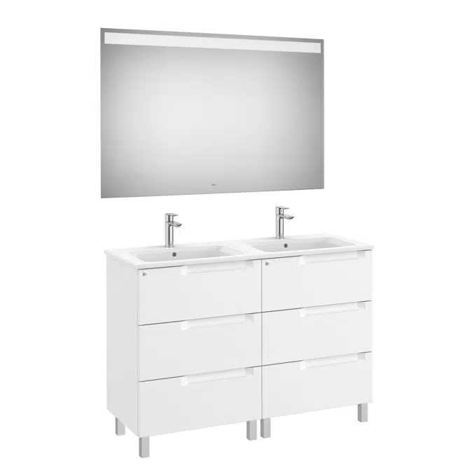 Aleyda Pack (base unit with 6 drawers, double bowl basin and LED mirror)