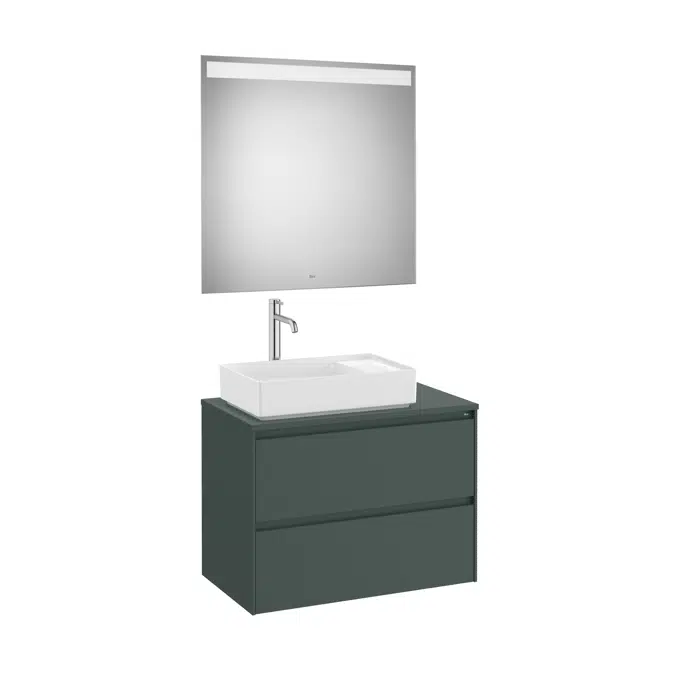 ONA Pack (base unit for over countertop left hand basin with two drawers and LED mirror)