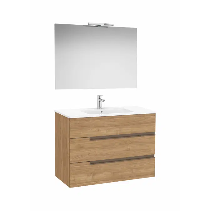 Victoria-N. Pack - base unit with three drawers, legs, basin, Luna mirror and Starlight LED spotlight