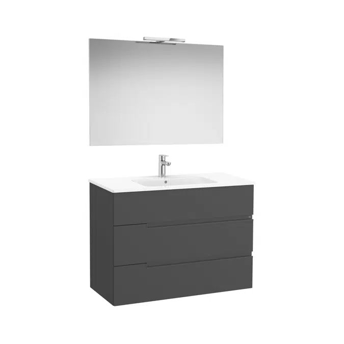 Victoria-N. Pack - base unit with three drawers, legs, basin, Luna mirror and Starlight LED spotlight