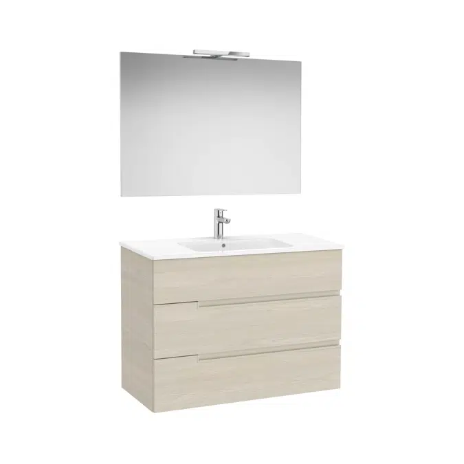 Victoria-N. Pack - base unit with three drawers, legs, basin, Luna mirror and Starlight LED spotlight