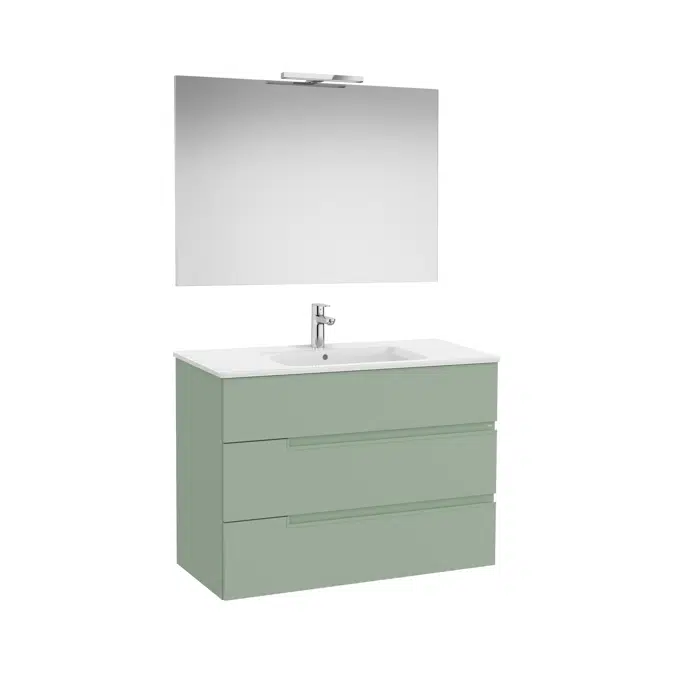 Victoria-N. Pack - base unit with three drawers, legs, basin, Luna mirror and Starlight LED spotlight