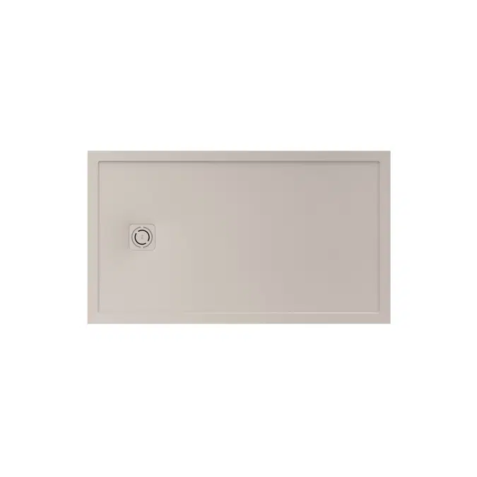 Terran Stonex® rectangular shower tray. Antislip surface. Gravel texture. Extraslim. Includes high-flow drain of 80 mm height and grid matching the colour of the shower tray