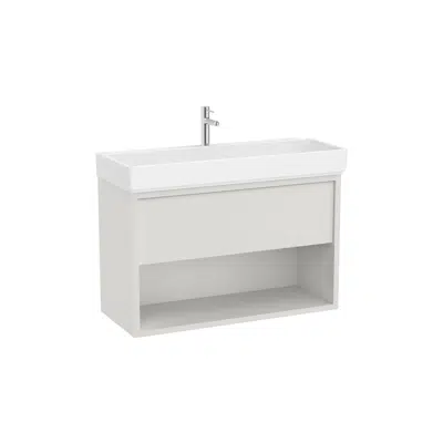 afbeelding voor Tura  Unik (Compact base unit with one drawer, bottom shelf and centered basin)
