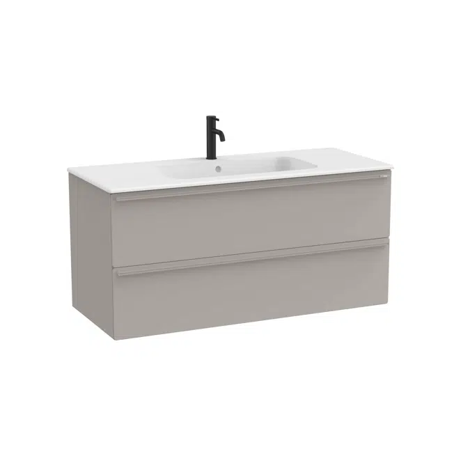 Volia - Unik - Base unit with two drawers and ceramic basin in matt white finish