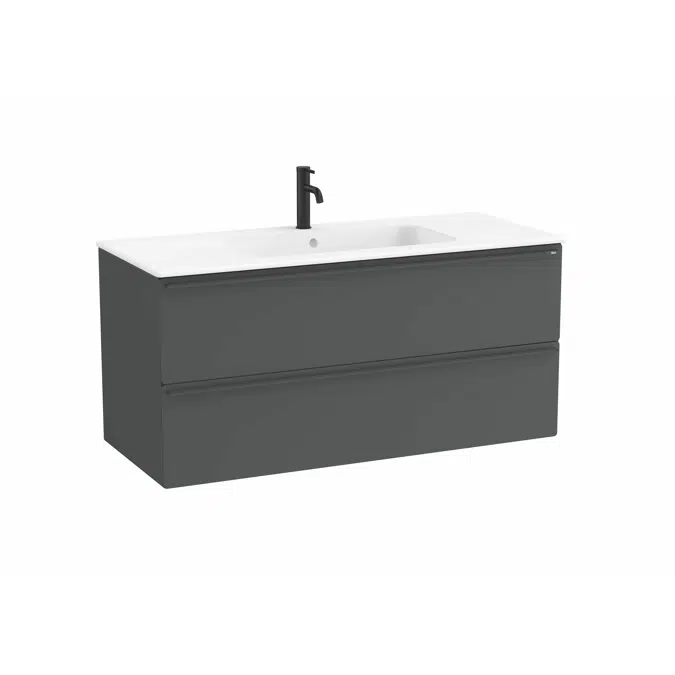 Volia - Unik - Base unit with two drawers and ceramic basin in matt white finish