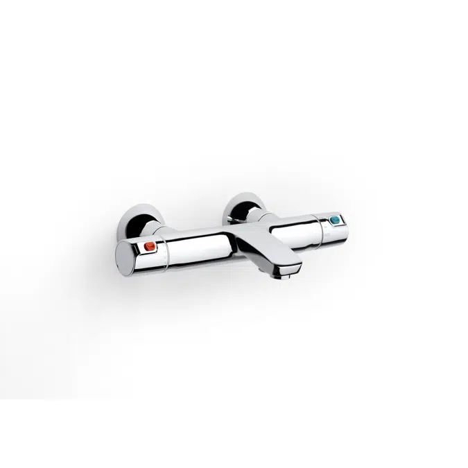 T-500 Wall-mounted thermostatic bath-shower mixer, with diverter-flow regulator