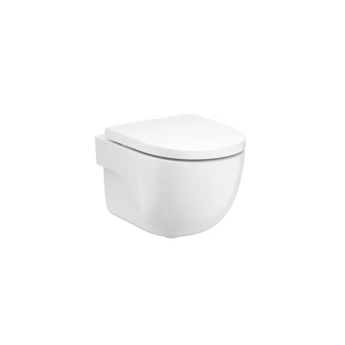 Meridian  Vitreous china compact wall-hung Rimless WC with horizontal outlet