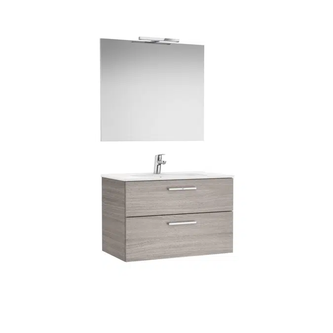 VICTORIA BASIC Pack 805 (base unit with two drawers, basin, mirror and LED wall light)