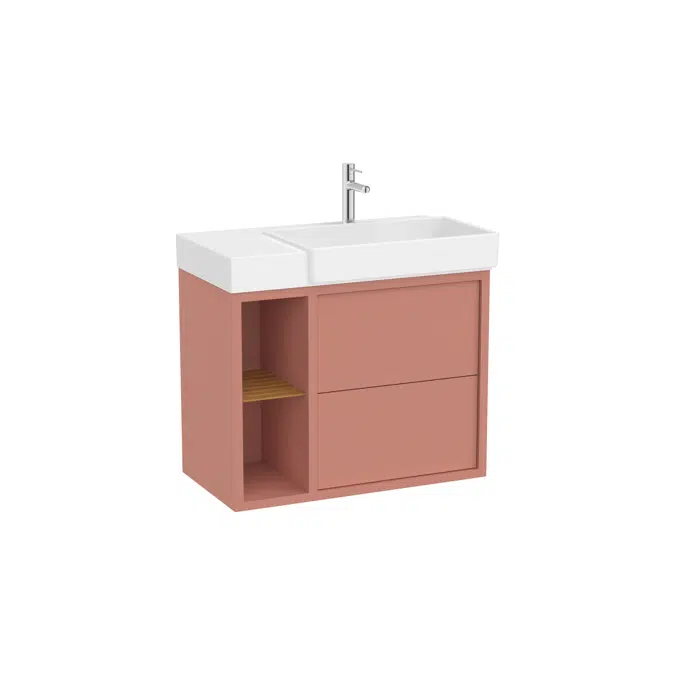Tura  Unik (Asymmetric base unit with two drawers, side shelves and basin on the right)