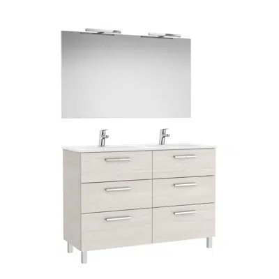 画像 VICTORIA BASIC Family pack 1190 (base unit with six drawers, double sink, mirror and two LED wall lights)