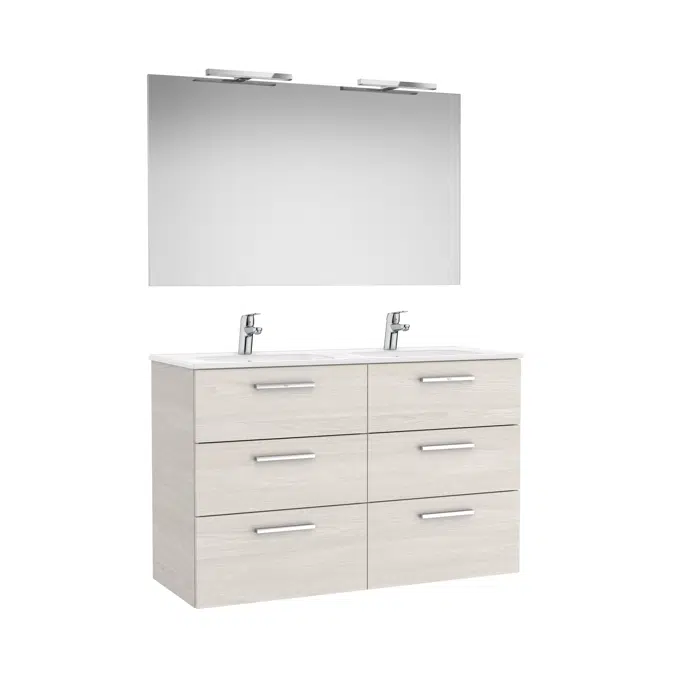 VICTORIA BASIC Family pack 1190 (base unit with six drawers, double sink, mirror and two LED wall lights)