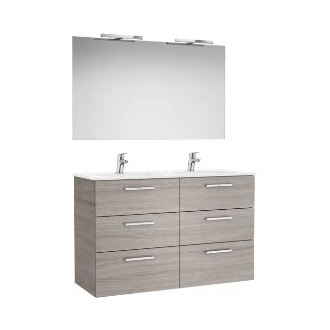 VICTORIA BASIC Family pack 1190 (base unit with six drawers, double sink, mirror and two LED wall lights)