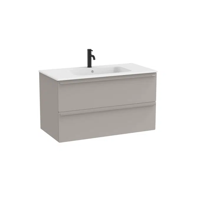 Volia - Unik - Base unit with two drawers and ceramic basin in matt white finish