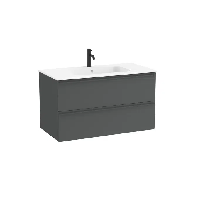 Volia - Unik - Base unit with two drawers and ceramic basin in matt white finish