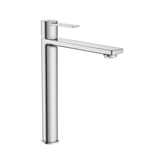 Targa Basin mixer with smooth body and flexible supply hoses. Cold Start. XL-Size