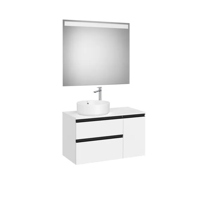 THE GAP 900 Pack  (base unit 2 drawers for left hand over countertop basin and LED mirror)
