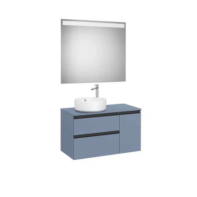 THE GAP 900 Pack  (base unit 2 drawers for left hand over countertop basin and LED mirror)