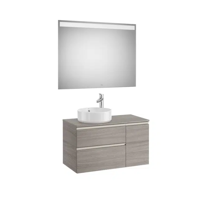 THE GAP 900 Pack  (base unit 2 drawers for left hand over countertop basin and LED mirror)