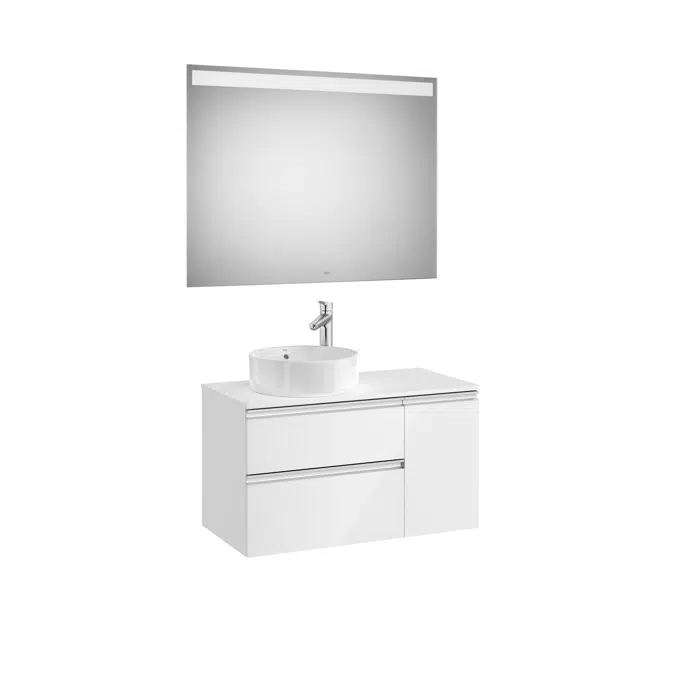 THE GAP 900 Pack  (base unit 2 drawers for left hand over countertop basin and LED mirror)