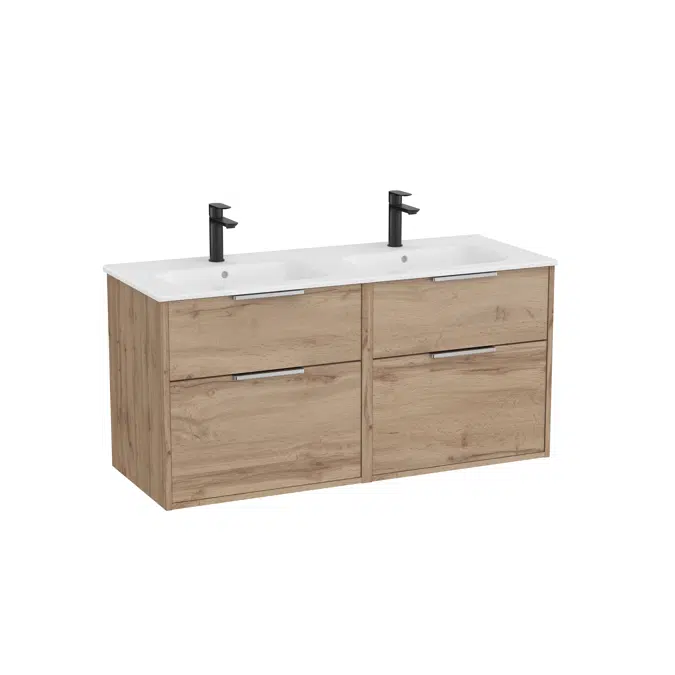 Optica Unik - Base unit with four drawers and double ceramic basin