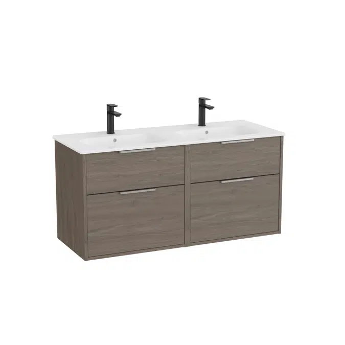 Optica Unik - Base unit with four drawers and double ceramic basin