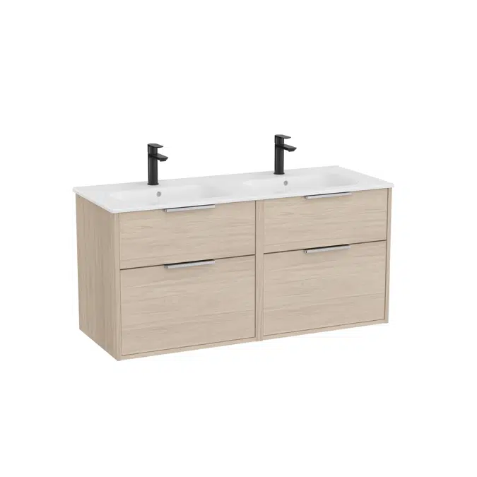 Optica Unik - Base unit with four drawers and double ceramic basin