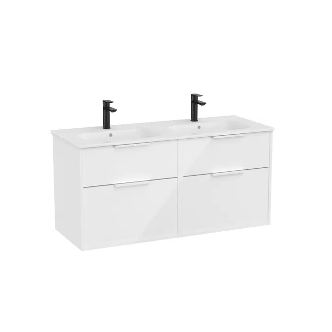 Optica Unik - Base unit with four drawers and double ceramic basin