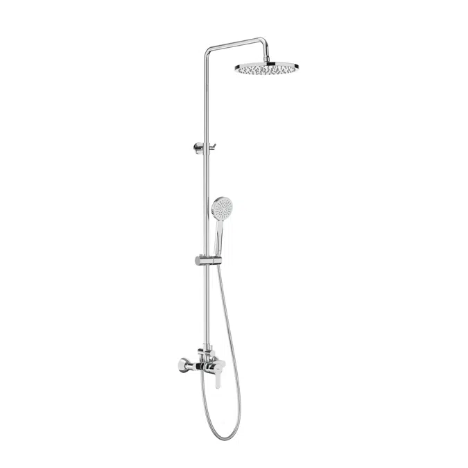 L20 Single-lever shower column with adjustable height and adjustable shower arm.