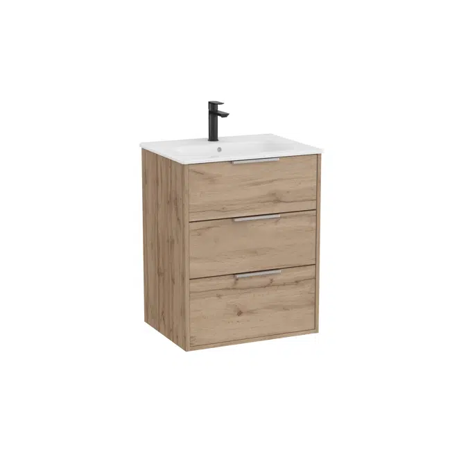 Optica Unik - Base unit with three drawers and ceramic basin