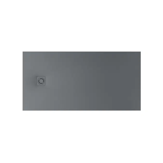 Terran-N Stonex® rectangular shower tray. Antislip surface. Gravel texture. Extraslim. Includes high-flow drain of 80 mm height and grid matching the colour of the shower tray