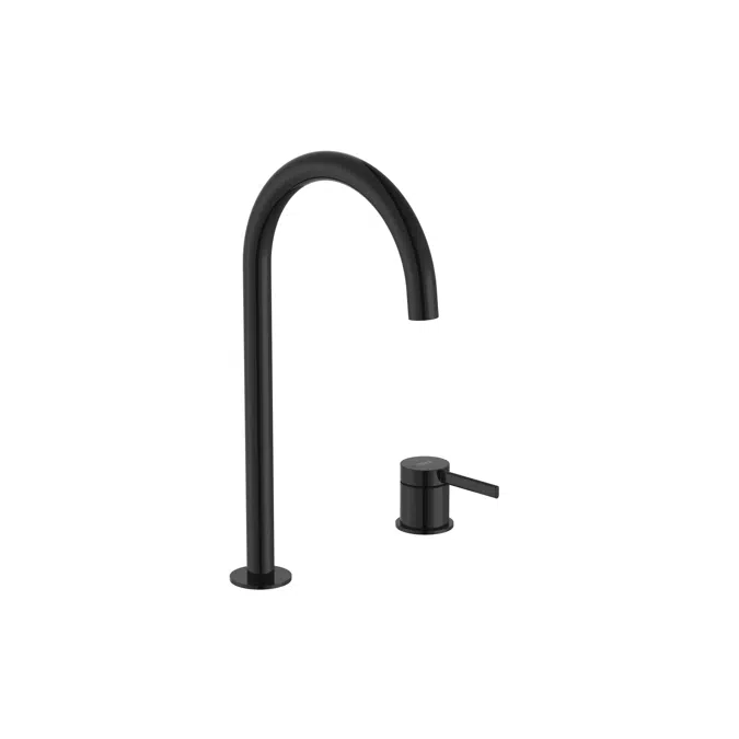 Ona - Basin mixer with deck-mounted handle, smooth body and click-clack waste