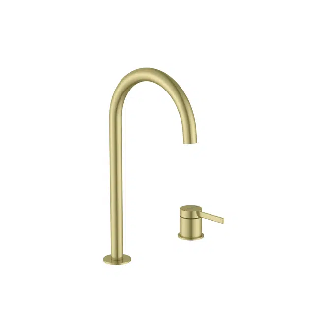 Ona - Basin mixer with deck-mounted handle, smooth body and click-clack waste