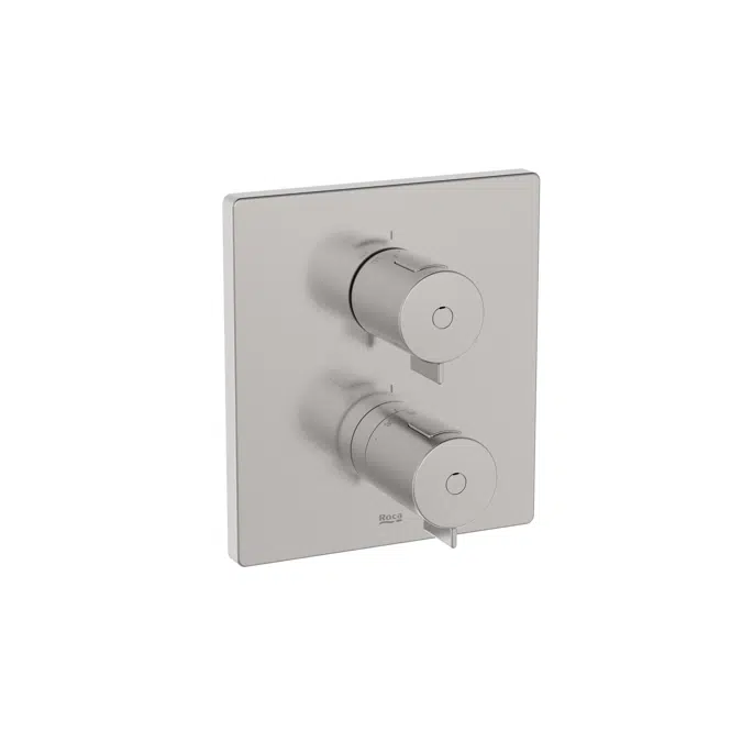T-500 - Square - Built-in thermostatic bath-shower mixer (2 ways) with diverter-flow regulator. To be completed with RocaBox A525869403